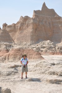 Chef Kim wearing bright colors so she doesn't get lost in the Badlands